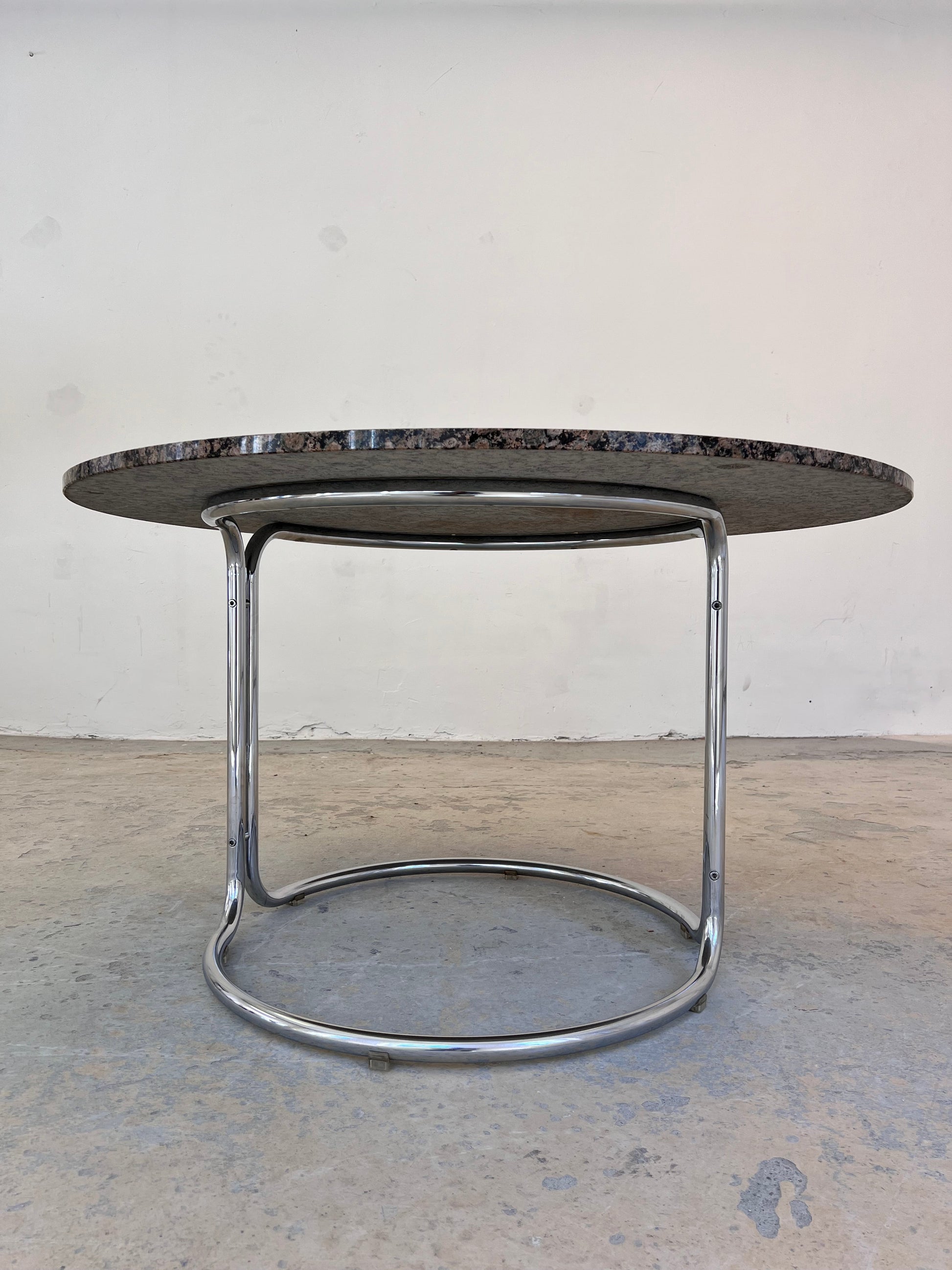 Vintage Esstisch von Giotto Stoppino, Granit Chrom