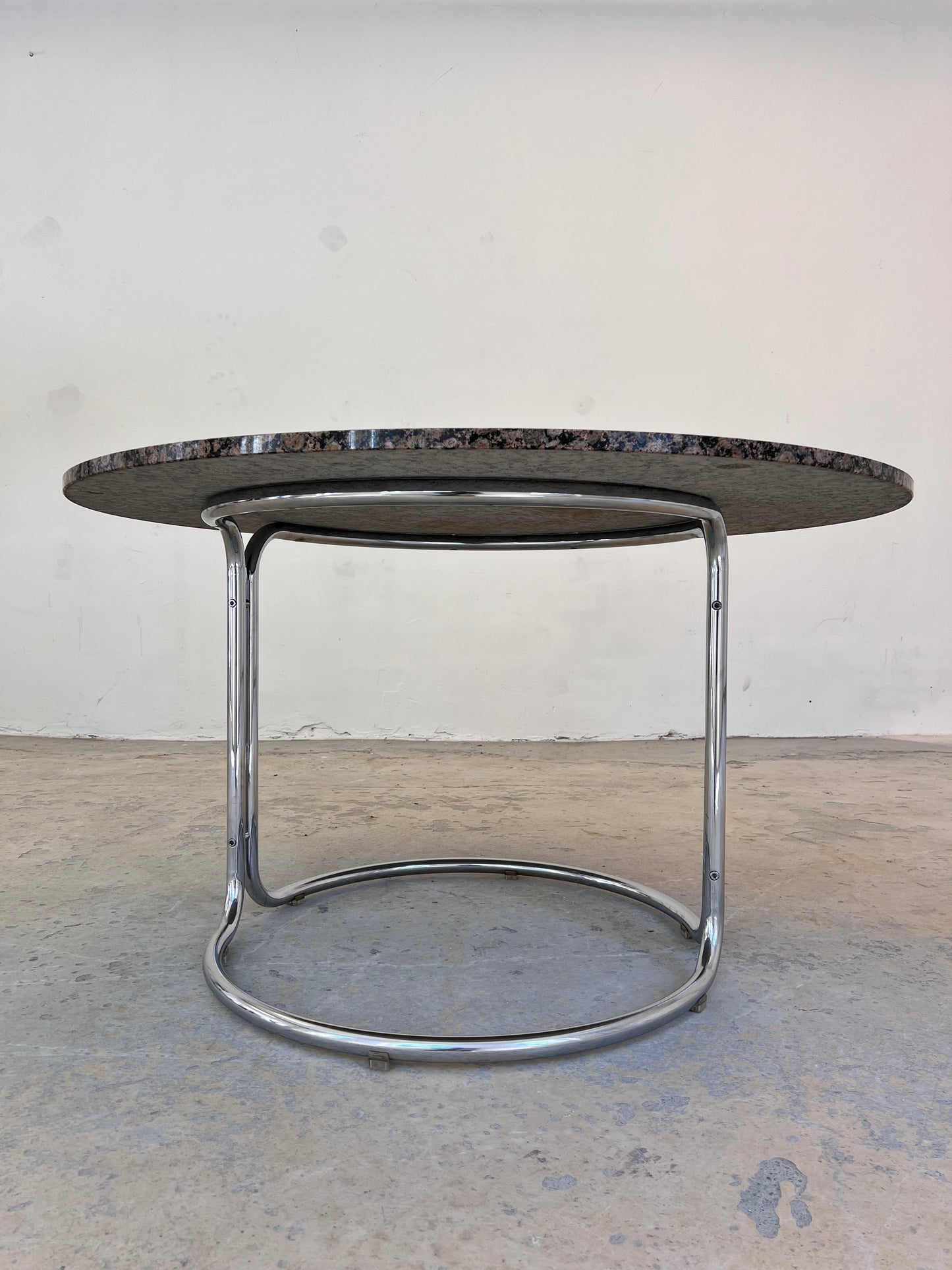 Vintage Esstisch von Giotto Stoppino, Granit Chrom