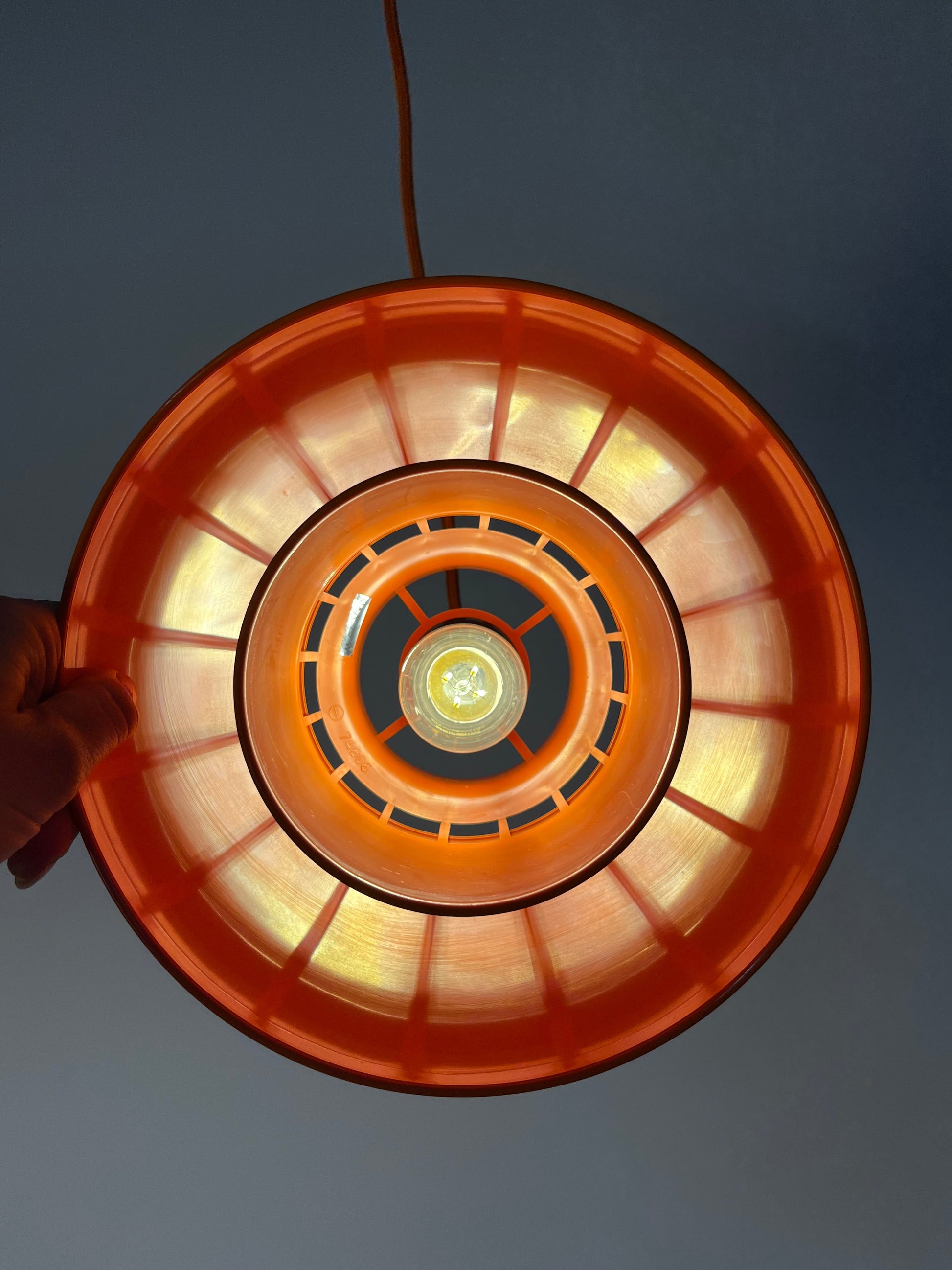 Vintage Hängelampe Minisol von K. Kewo für Nordisk Solar, Orange