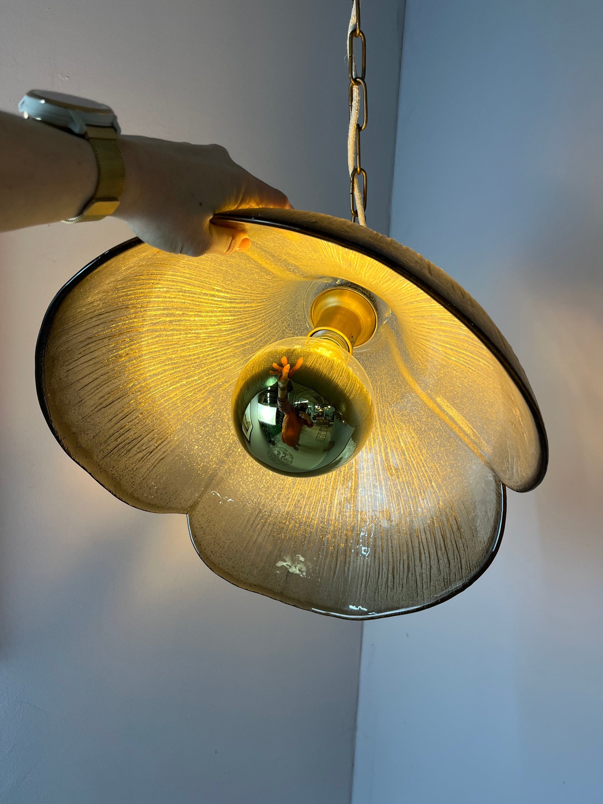 Vintage Hängelampe Blume von Peill und Putzler