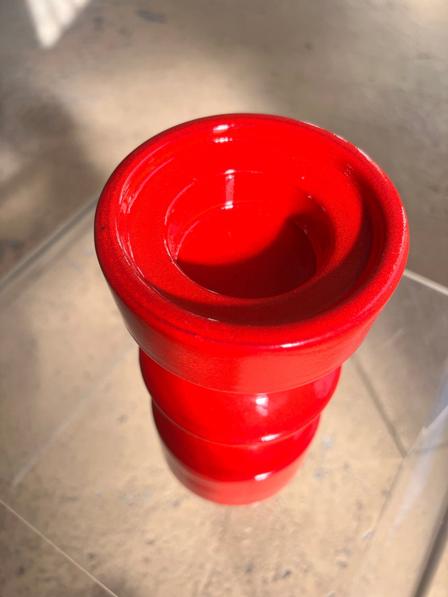 Vintage Kerzenständer Keramik von Cari Zalloni für Steuler rot