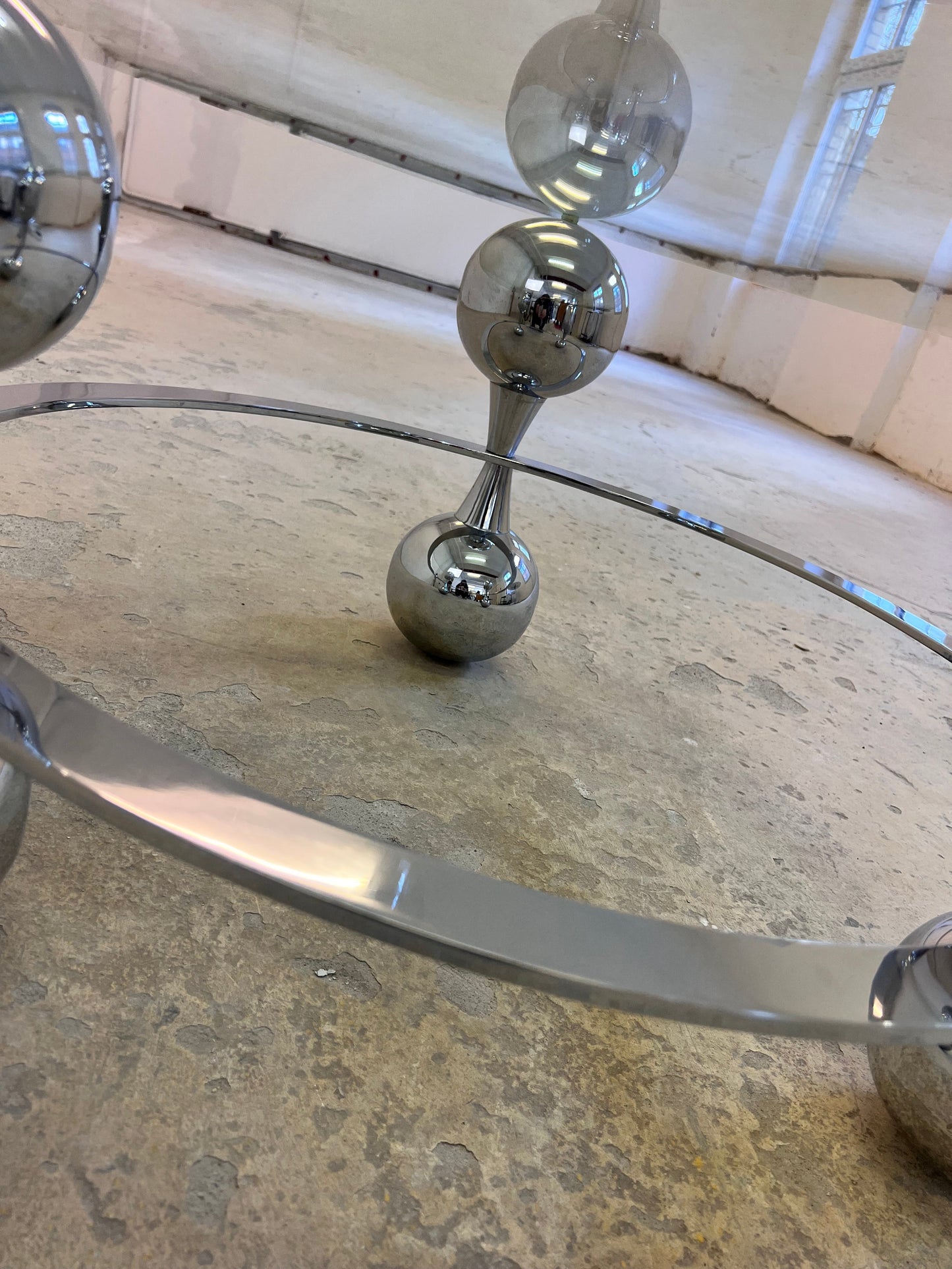 Vintage Couchtisch Chrom und Glas silber Pre-Loved