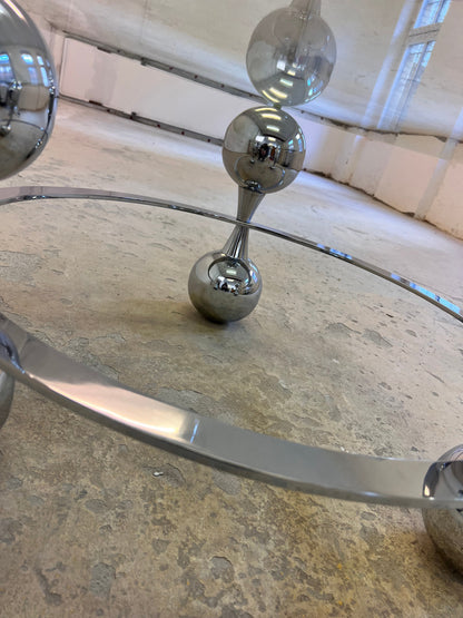 Vintage Couchtisch Chrom und Glas silber Pre-Loved