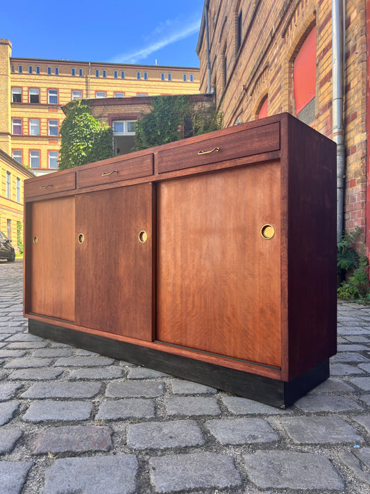 Vintage Schuhschrank Teak mit Messinggriffen aus Dänemark
