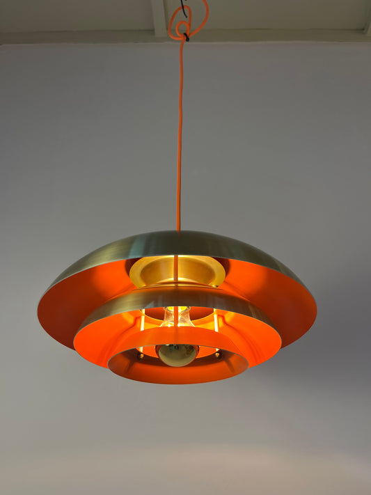 Vintage Lamellenlampe aus Dänemark gold orange