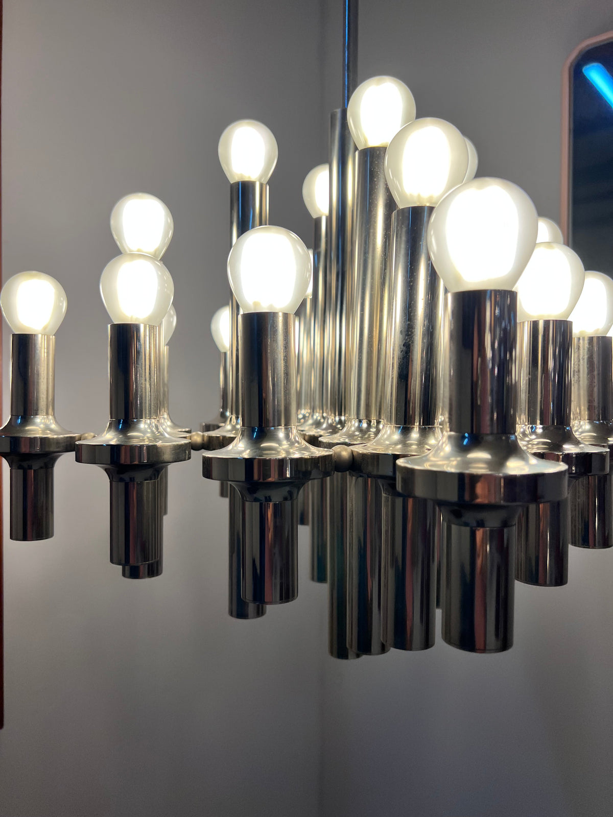 Lustre chromé vintage de Gaetano Sciolari pour STAFF
