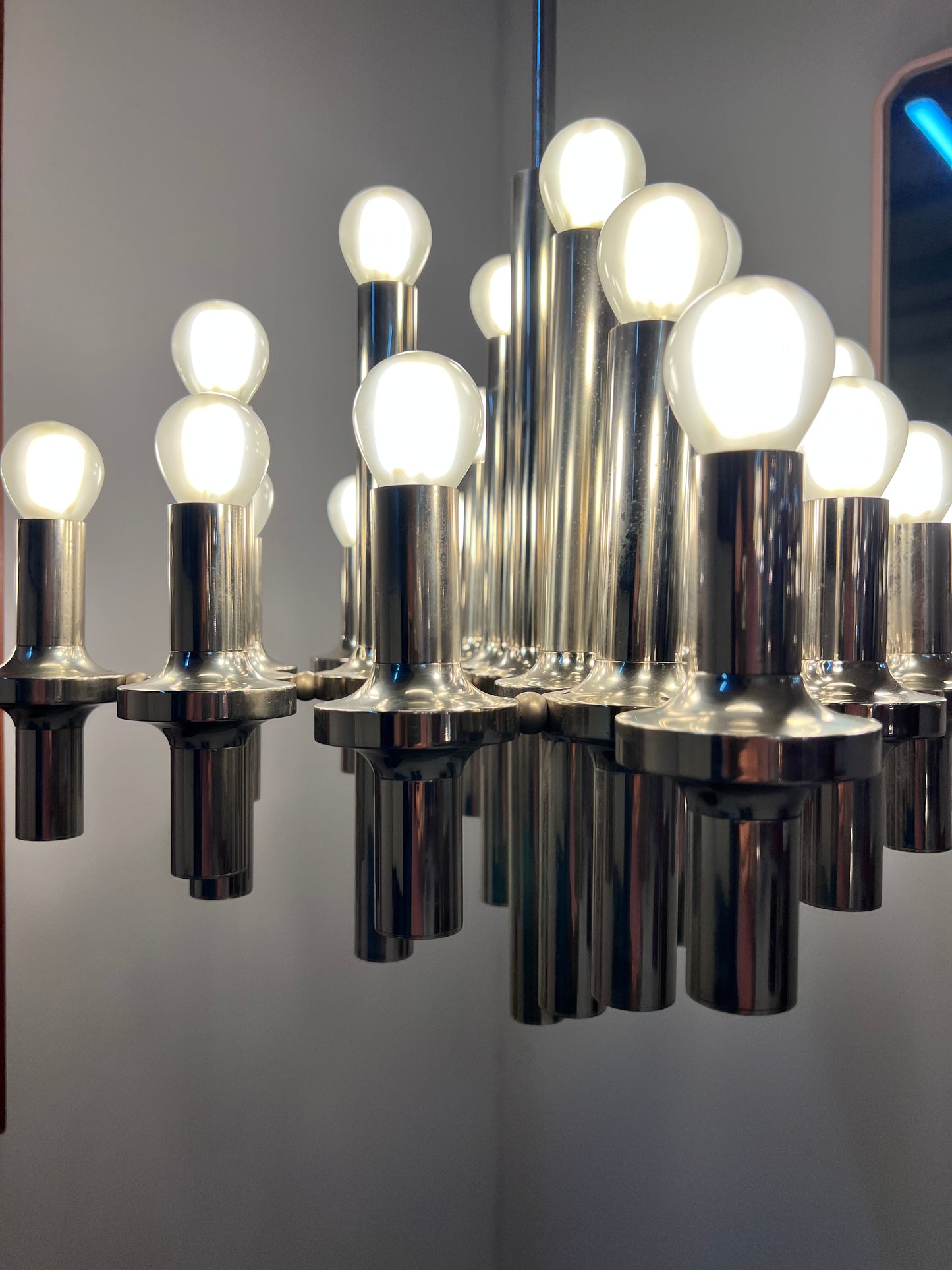 Lustre chromé vintage de Gaetano Sciolari pour STAFF