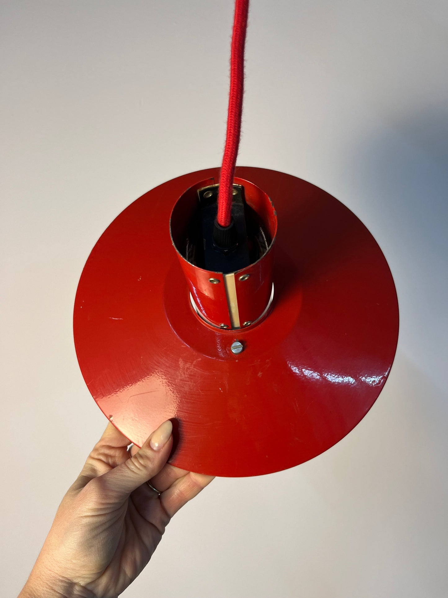 Vintage Lamellenlampe Flipper von Mogens Davidsen für SC Sørensen rot