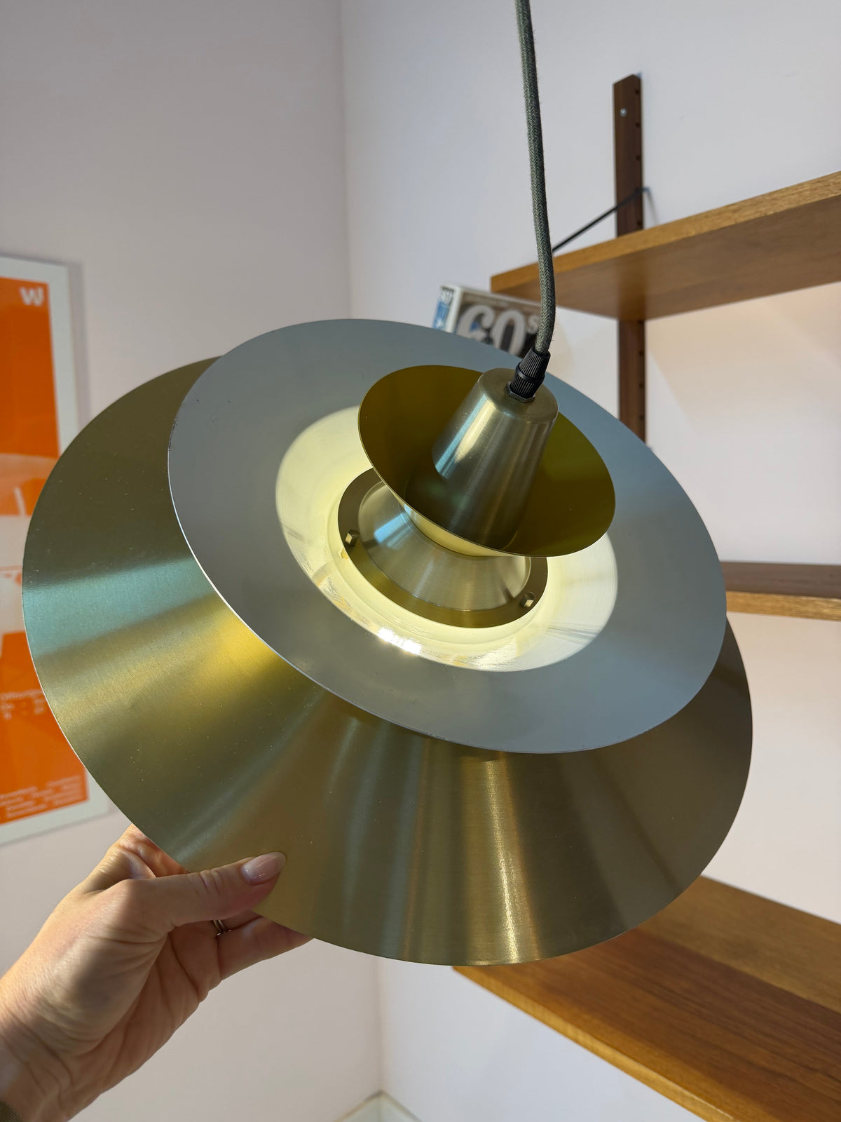 Vintage Lamellenlampe gold-gelb von Bent Nordsted für Lyskær