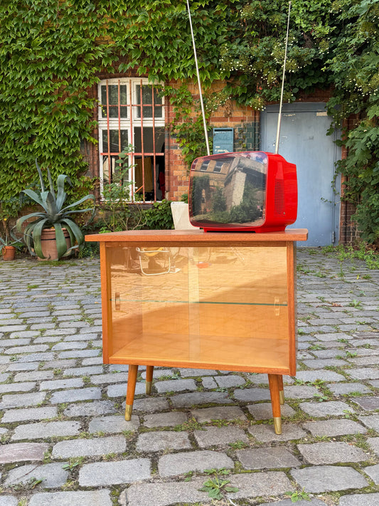 Vintage Fernsehvitrine Sapelli-Mahagoni mit Drehplatte, 60er Jahre