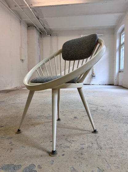 Vintage Sessel Circle Chair von Yngve Ekström für Swedese weiß grau orange