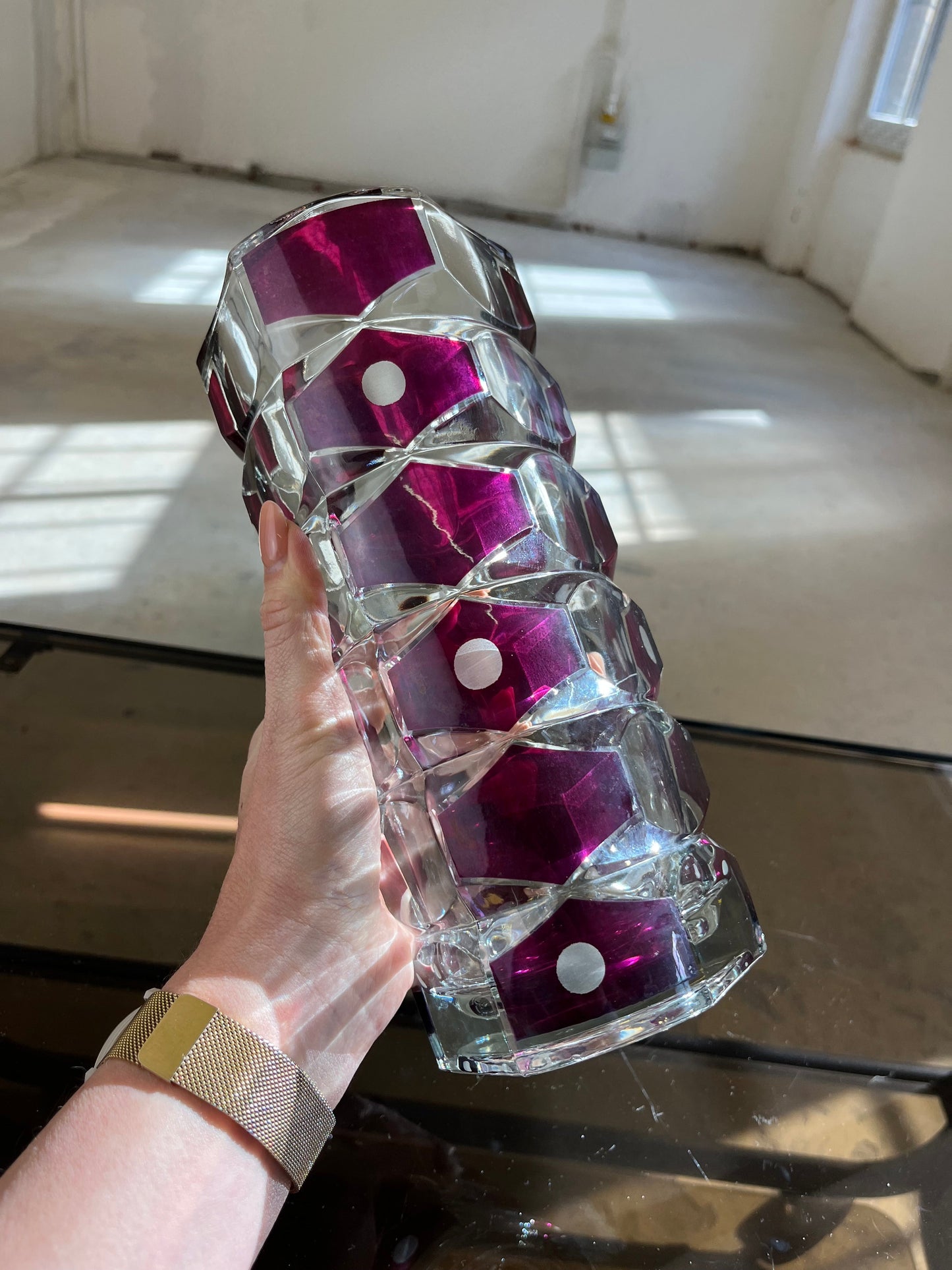 Vintage Vase Windsor Rubis von J.G. Durand für Luminarc, weinrot, Glas