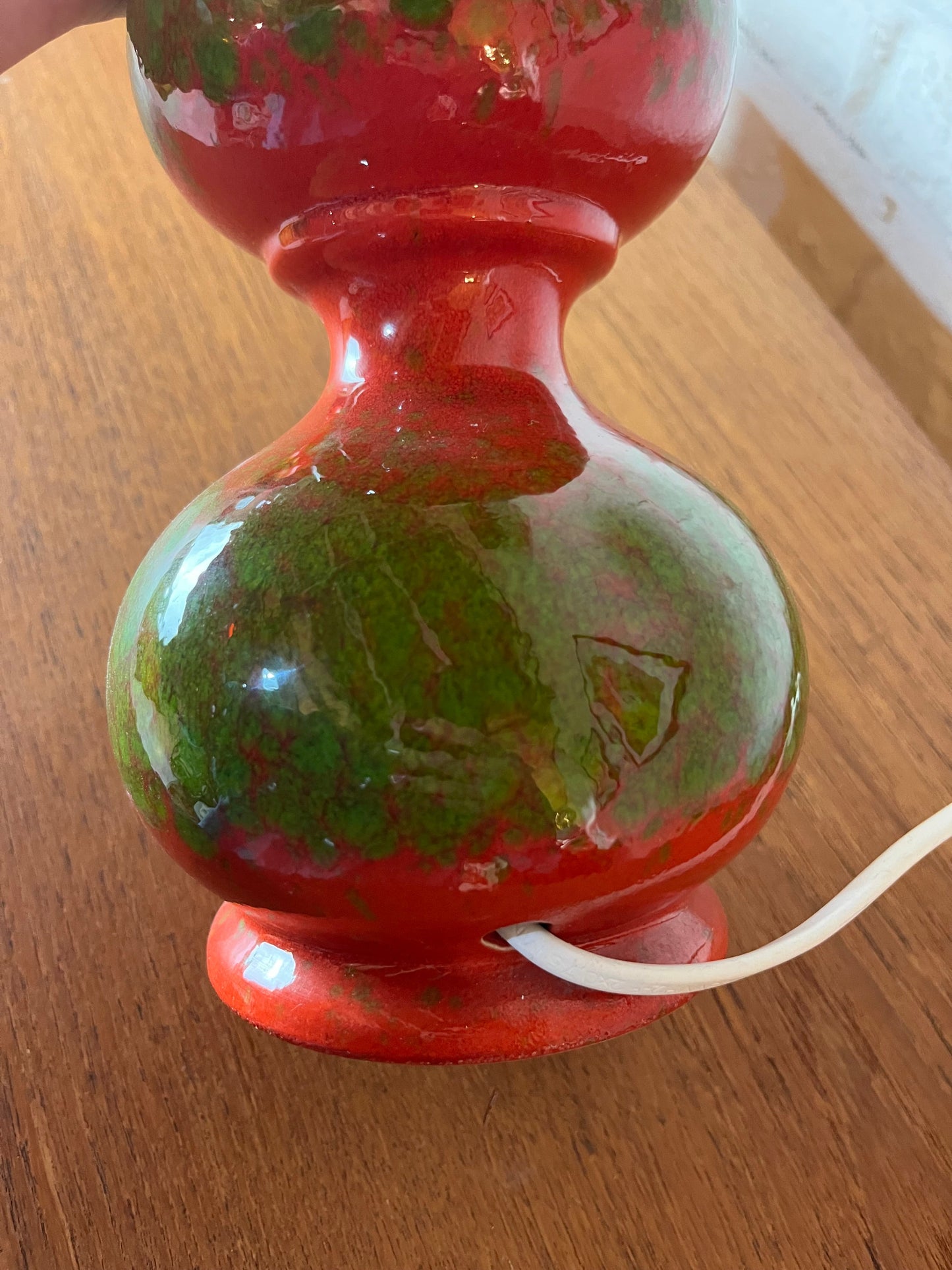 Vintage table lamp Bubble ceramic red green by Kaiser Leuchten