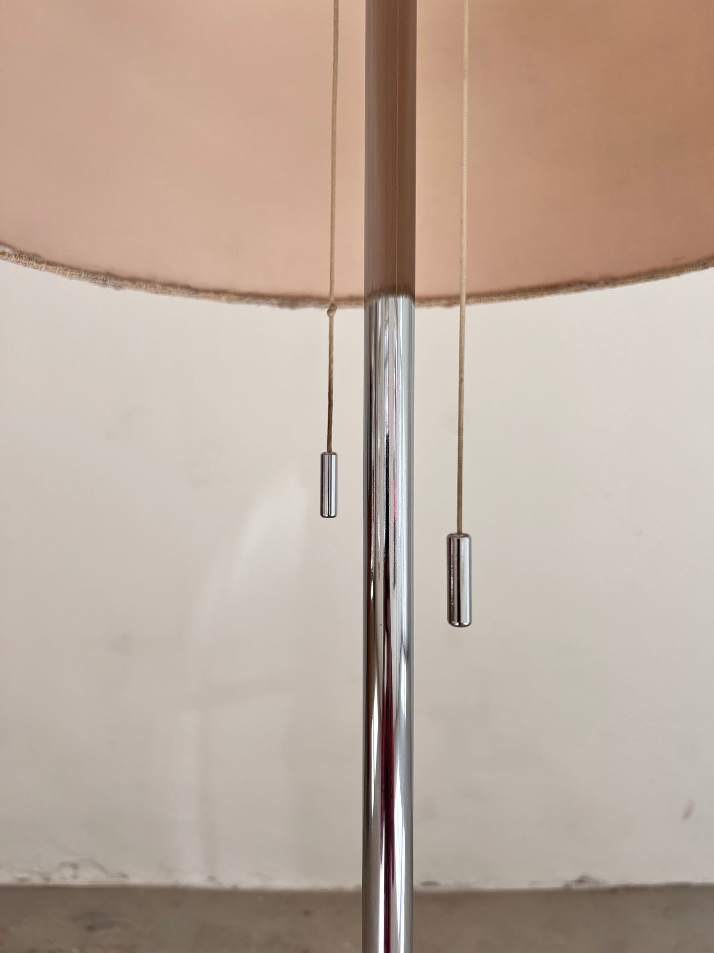 Vintage Stehlampe von STAFF Chrom mit Stoffschirm