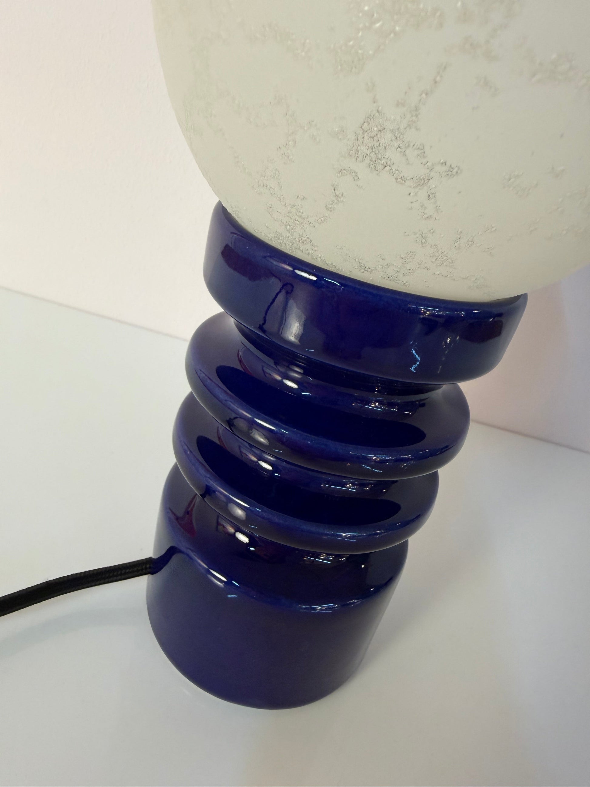 Vintage Tischlampe Keramik und Glas von Cari Zalloni für Dümler und Breiden