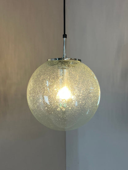 Vintage Kugellampe Einschlussglas Chrom von Glashütte Limburg