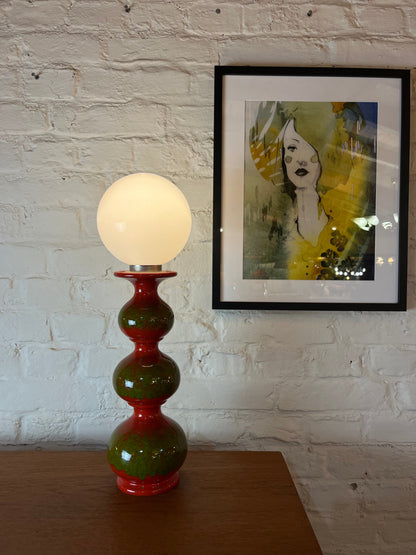 Vintage table lamp Bubble ceramic red green by Kaiser Leuchten