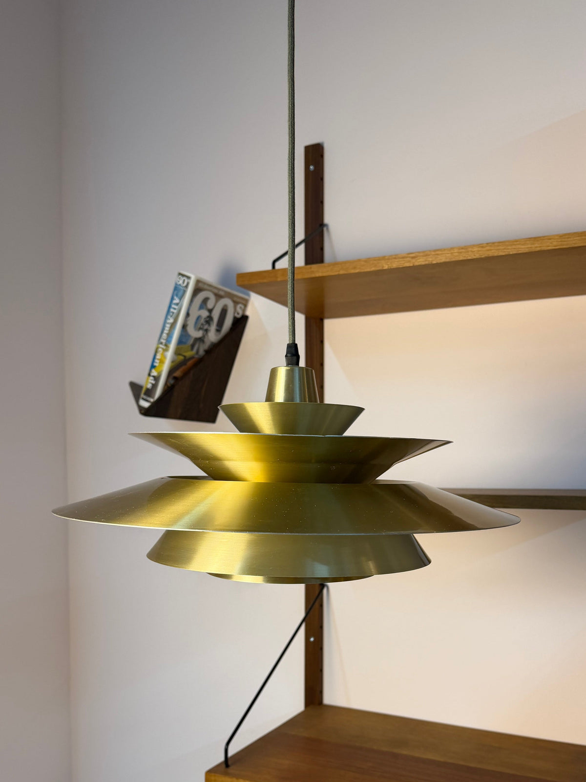 Vintage Lamellenlampe gold-gelb von Bent Nordsted für Lyskær