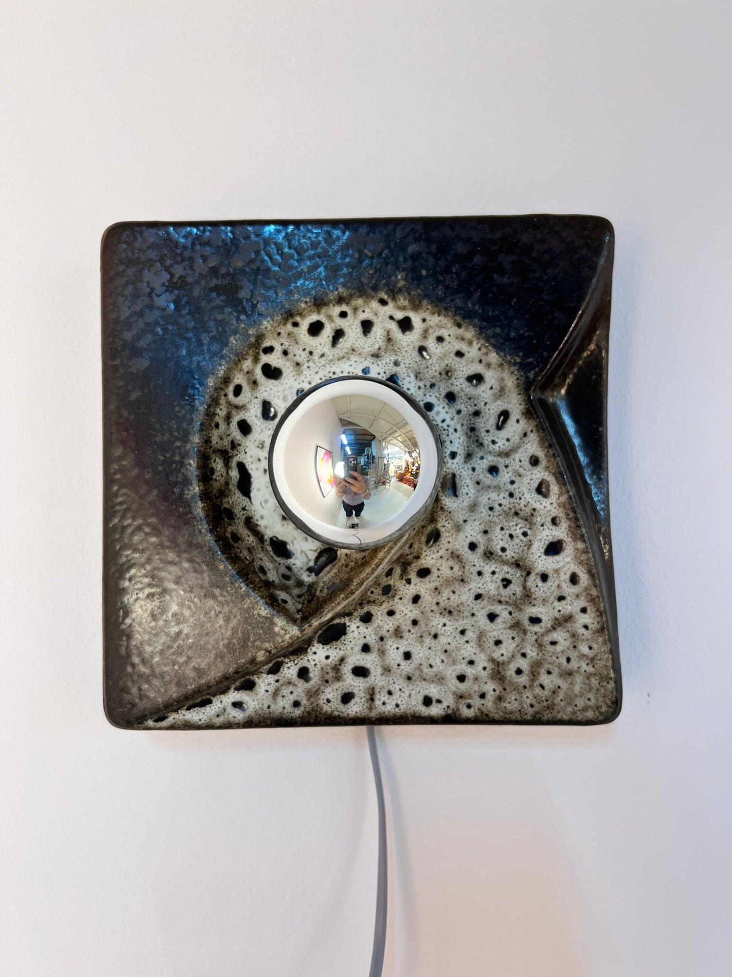 Vintage Wandlampe von WGP PAN aus Keramik in Braun Weiß