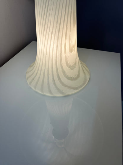 Vintage Pilzlampe von Peill+Putzler weiß Zebramuster