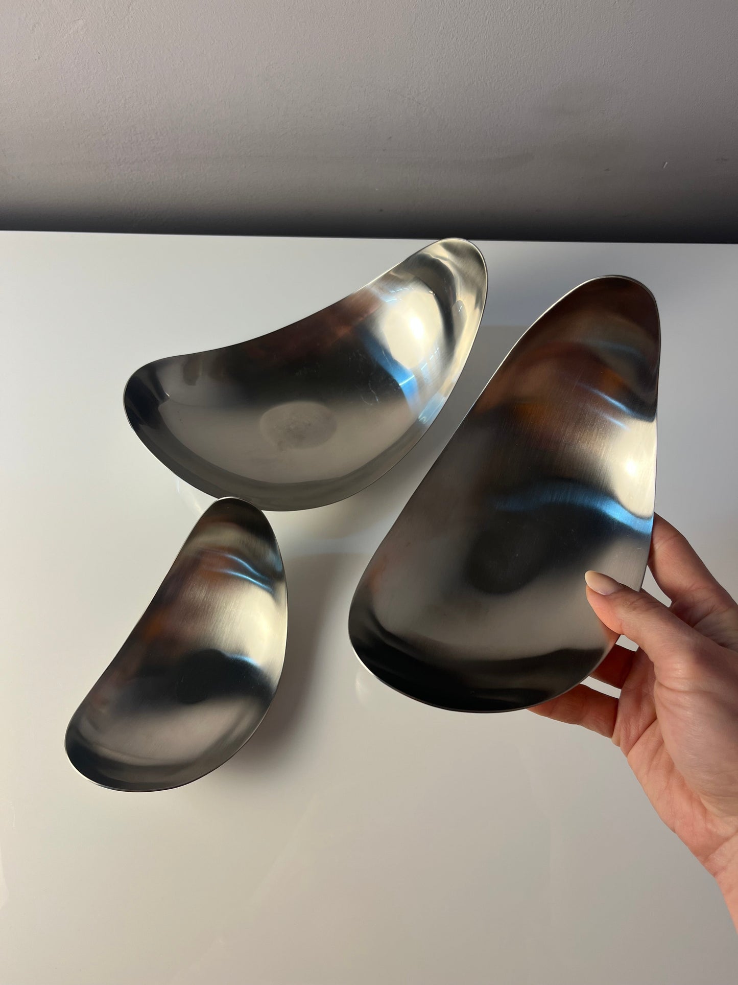 Vintage Servierschale Leaf von Helle Damkjær für Georg Jensen Set von 3