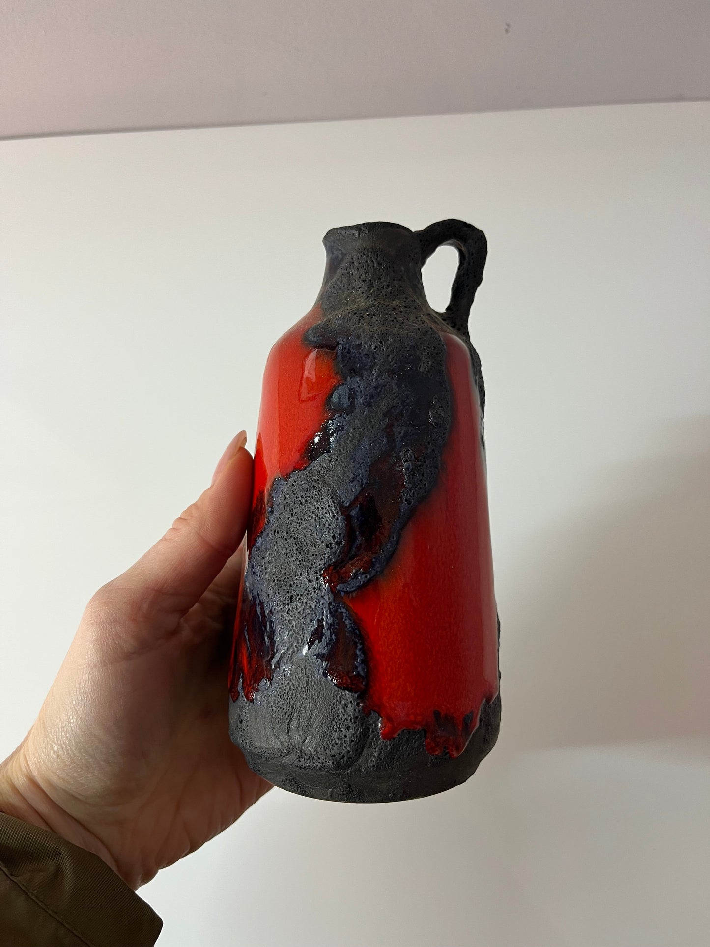 Vintage Vase Fat Lava von Marei Keramik rot dunkelbraun