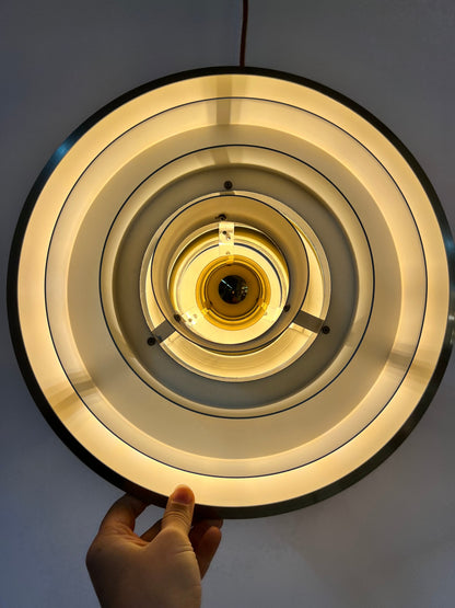 Vintage Lamellenlampe Gold aus Dänemark