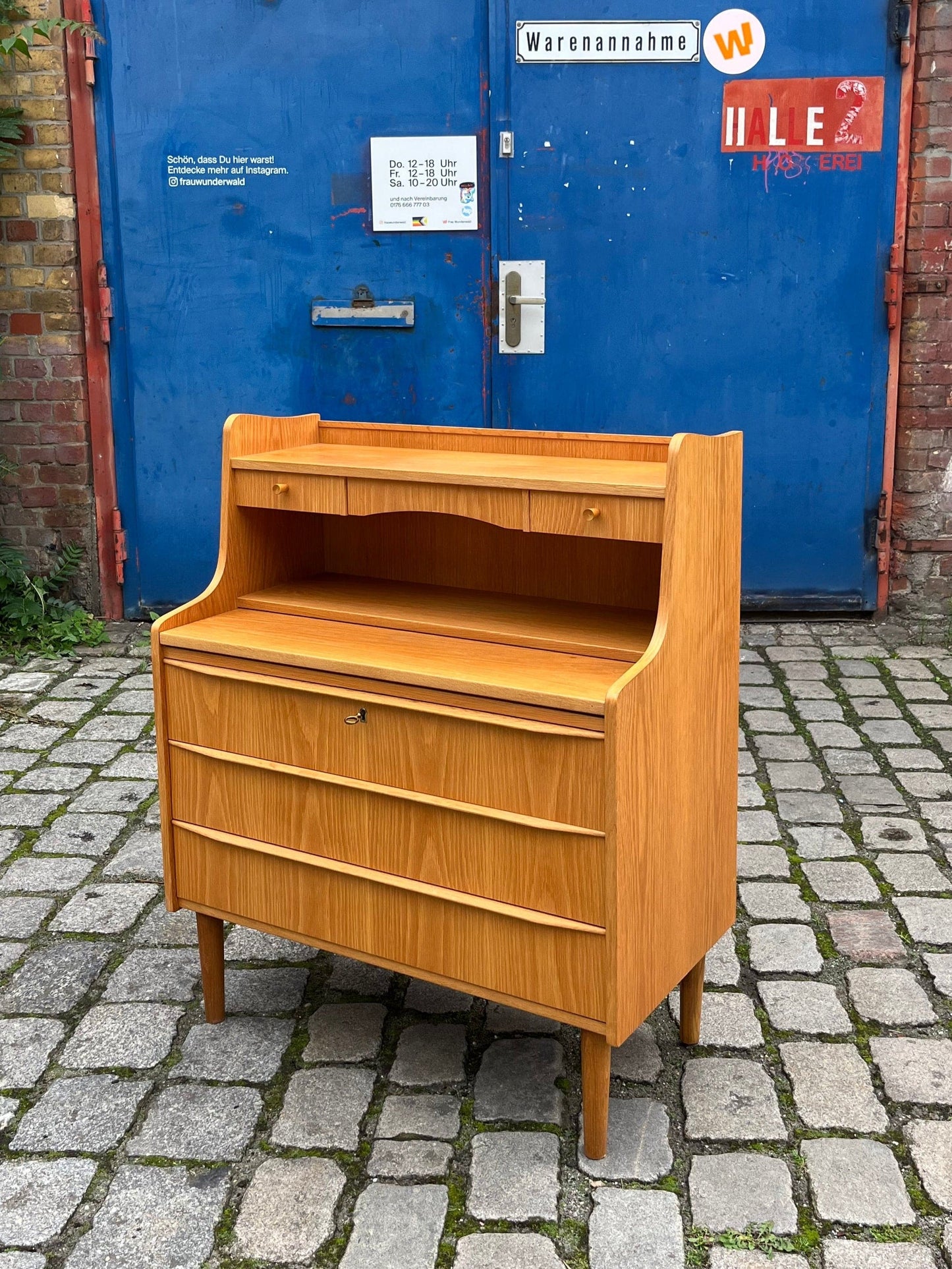 Secrétaire vintage avec miroir en chêne du Danemark