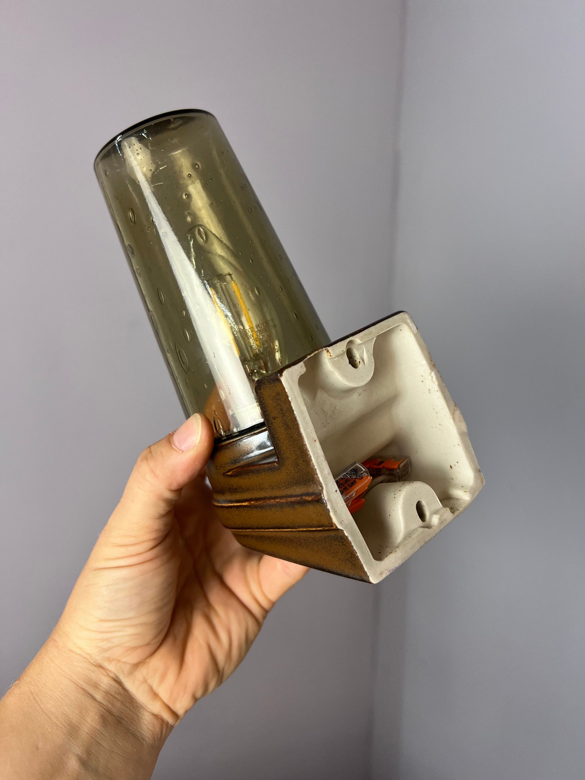 Vintage Wandlampe Modell 6080 von Sigvard Bernadotte für Ifö Rauchglas Set von 2