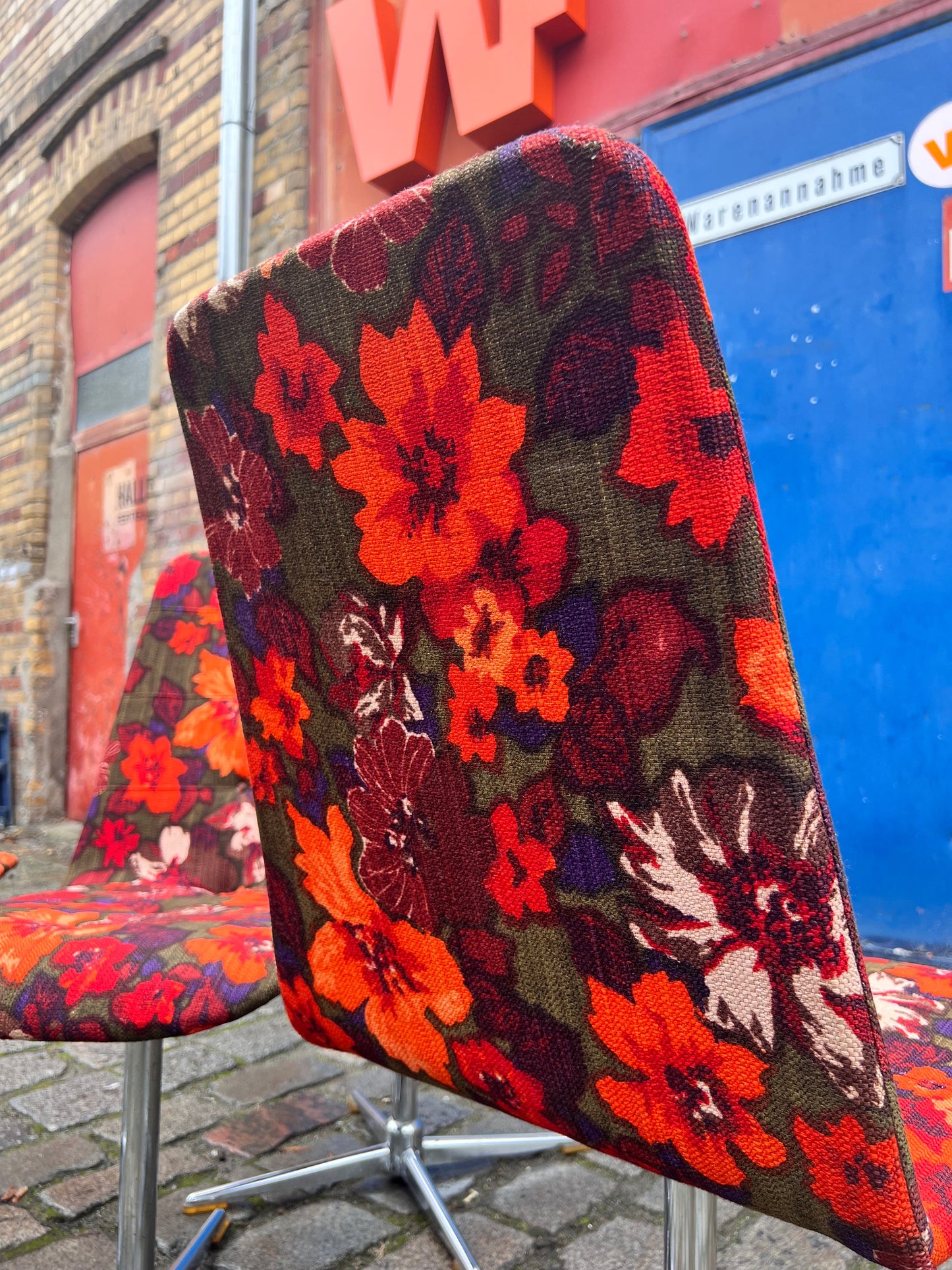 4x Drehstuhl rot floral von EKA Wohnmöbel