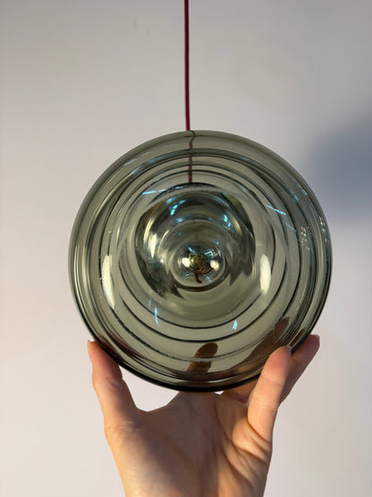 Vintage Hängelampe Rauchglas und Chrom von Peill und Putzler