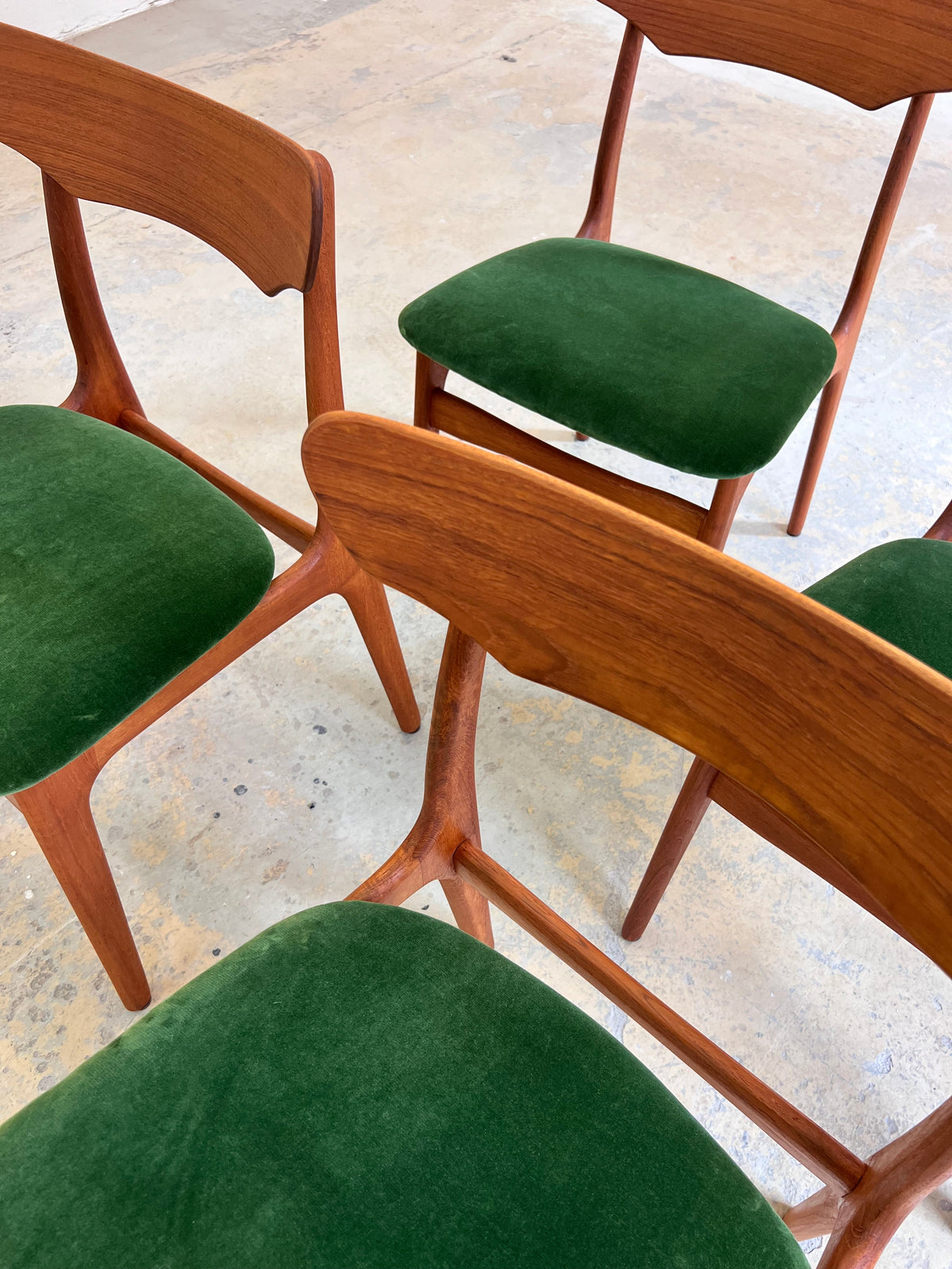 Vintage Polsterstuhl Set von 4 von Schiønning und Elgaard für Randers Møbelfabrik grün Teak