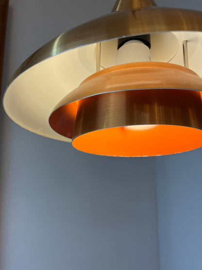 Lampe suspendue vintage en cuivre orange