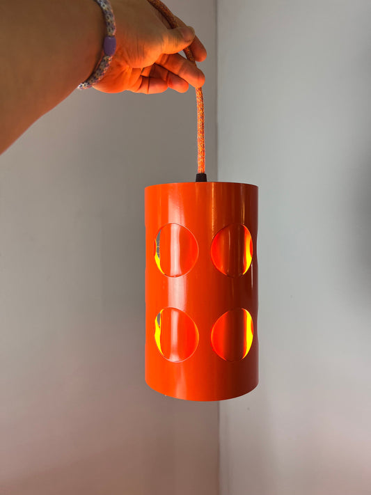 Vintage Hängelampe orange Metall von Raak Amsterdam
