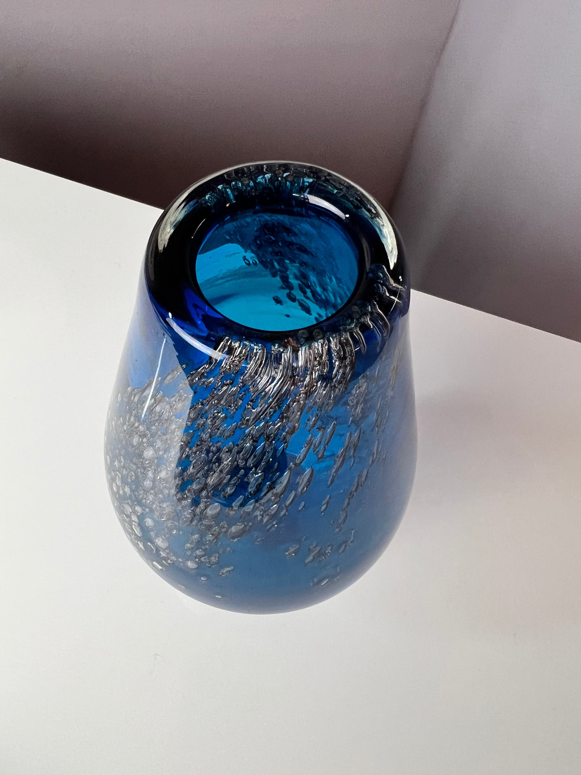Vintage Vase blau Glas von Heinrich Löffelhardt für Schott Zwiesel