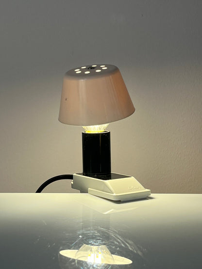 Vintage Klemmlampe weiß mit Metallschirm von Elios