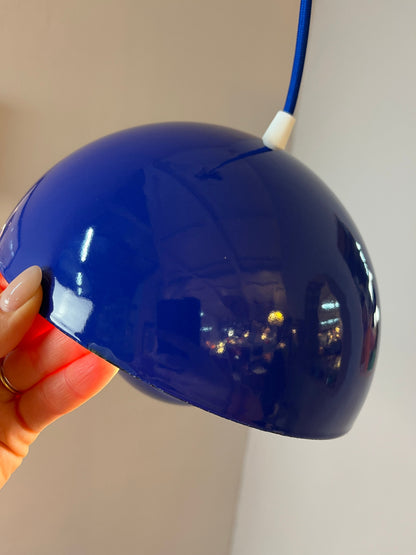 Vintage Hängelampe Flowerpot blau von Verner Panton für Louis Poulsen