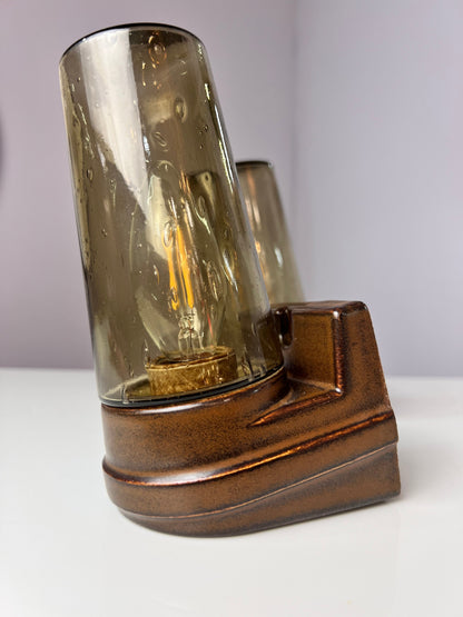 Vintage Wandlampe Modell 6080 von Sigvard Bernadotte für Ifö Rauchglas Set von 2