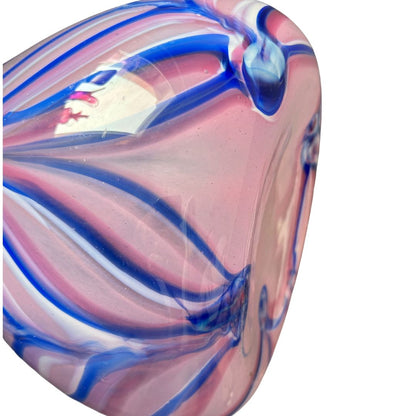 Vintage glass pop art floor vase in pink, blue and purple