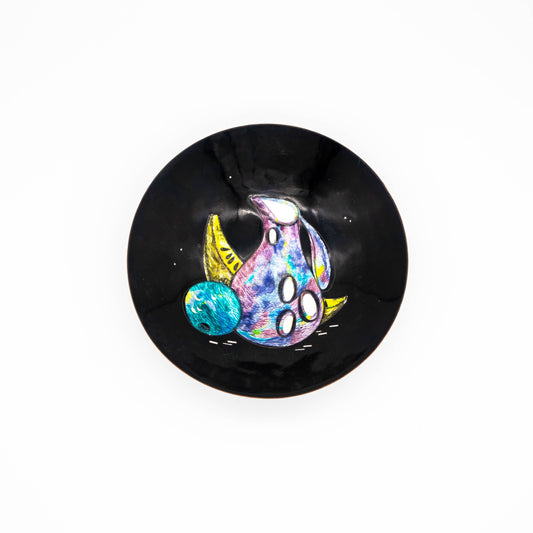 Vintage Schale Emaille mit Stillleben von L.R.