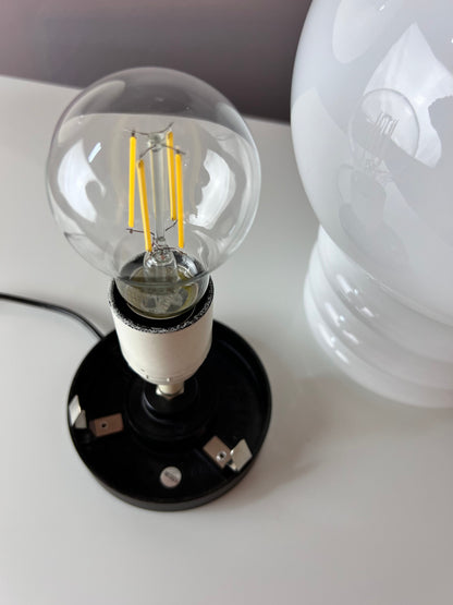 Vintage Tischlampe Glas von Glashütte Limburg weiß