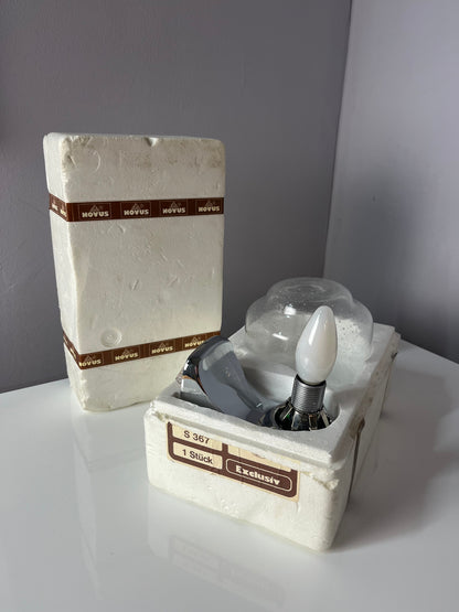 Vintage Wandlampe Einschlussglas von Novus in Originalverpackung
