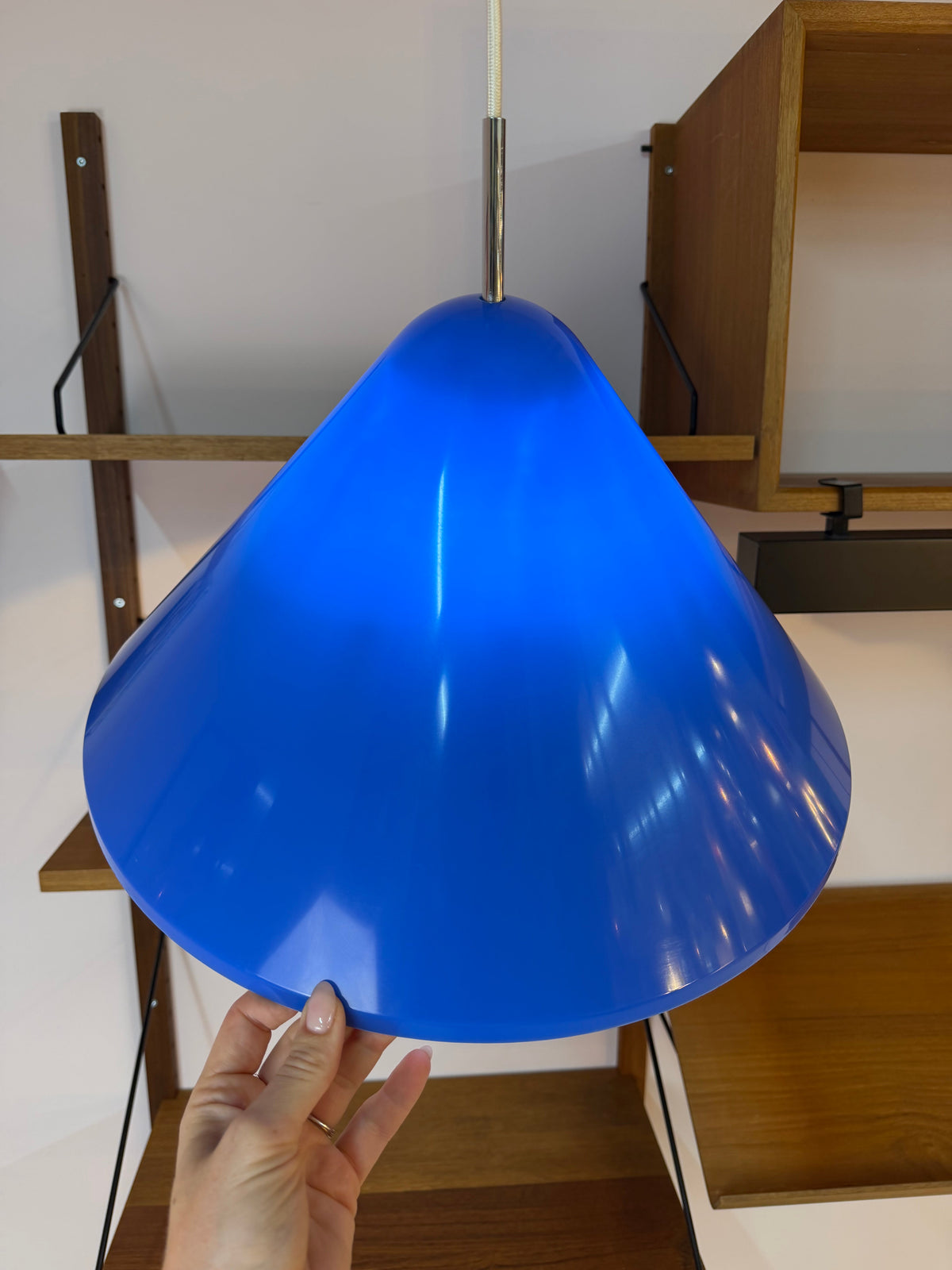 Vintage Hängelampe "Apollo" blau von Nordisk Solar