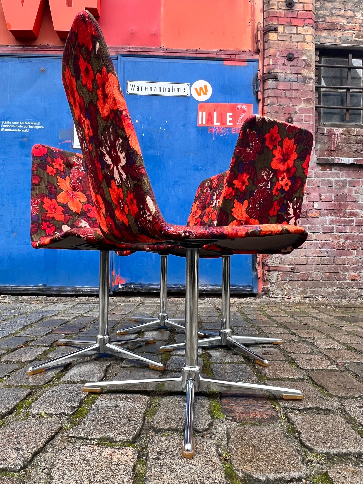 4x Drehstuhl rot floral von EKA Wohnmöbel