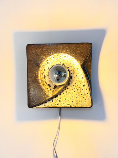 Vintage Wandlampe von WGP PAN aus Keramik in Braun Weiß