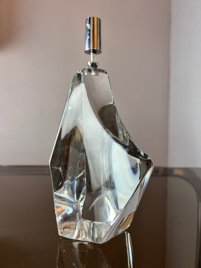 Vintage Iceberg glass candlestick by Daum Nancy