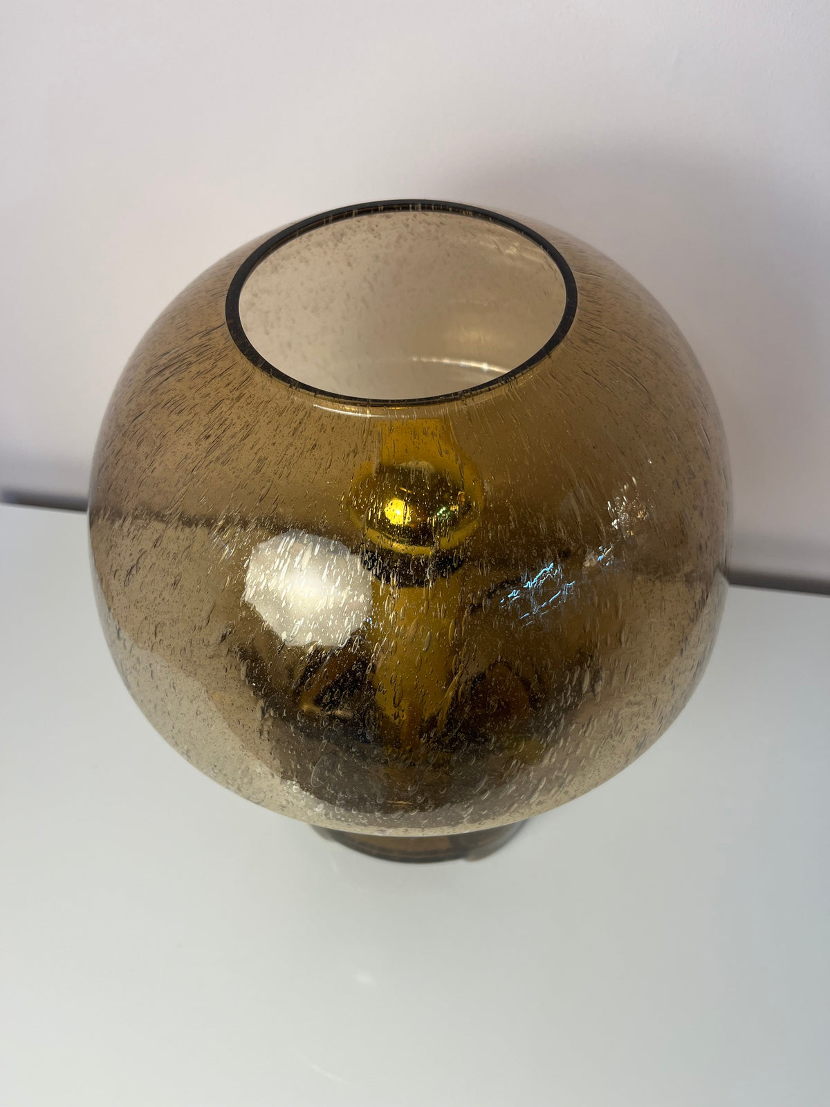 Vintage Pilzlampe von Süssmuth Leuchten aus braunem Einschlussglas