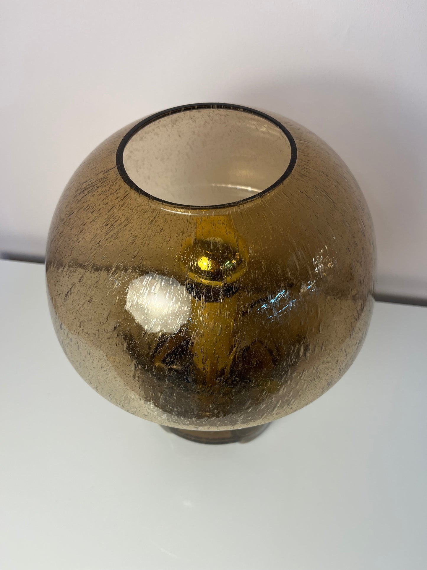 Vintage Pilzlampe von Süssmuth Leuchten aus braunem Einschlussglas