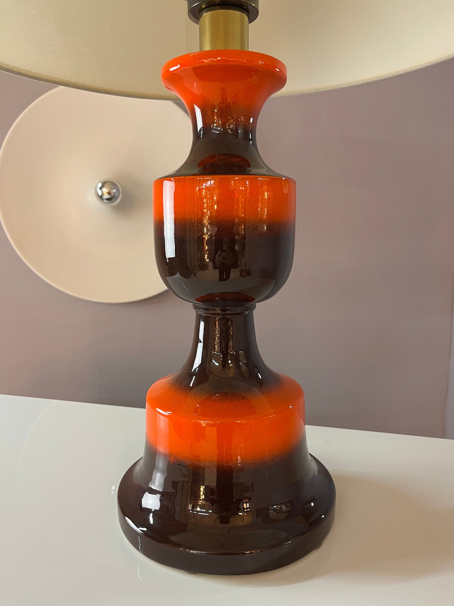 Vintage Tischlampe orange braun Keramik Westdeutschland