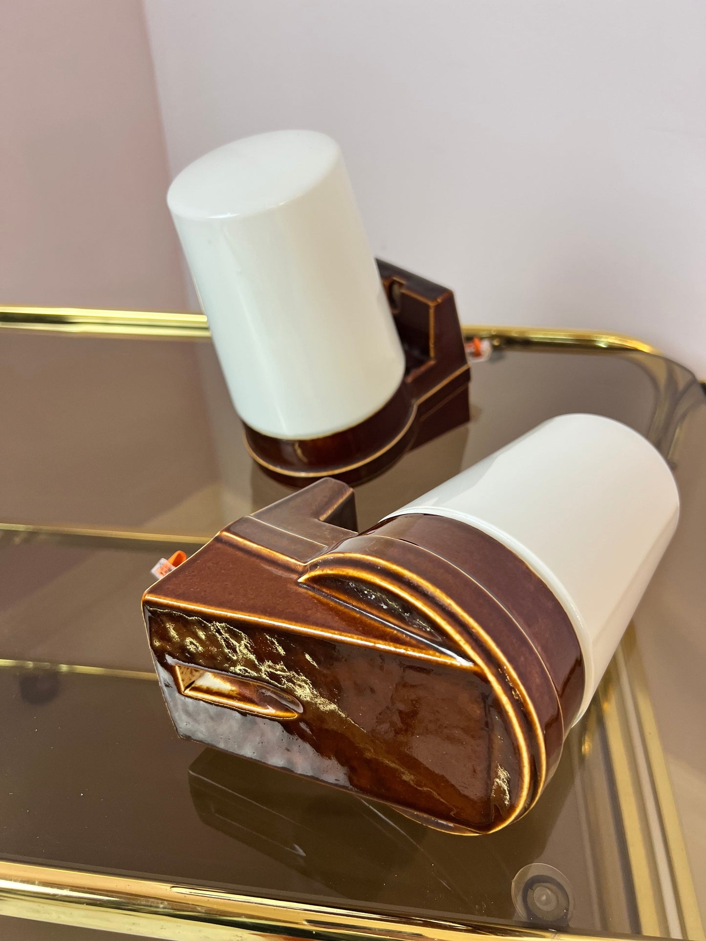 Vintage Wandlampe braun von Sigvard Bernadotte für Ifö Set von 2